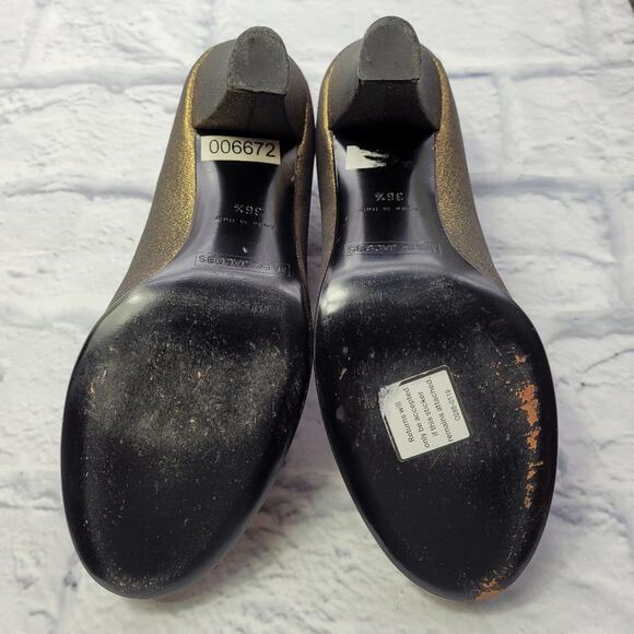 Marc Jacobs Bronze Taffeta Heels with Black Mesh Bows & Trim size 36 1/2 - Picture 3 of 15